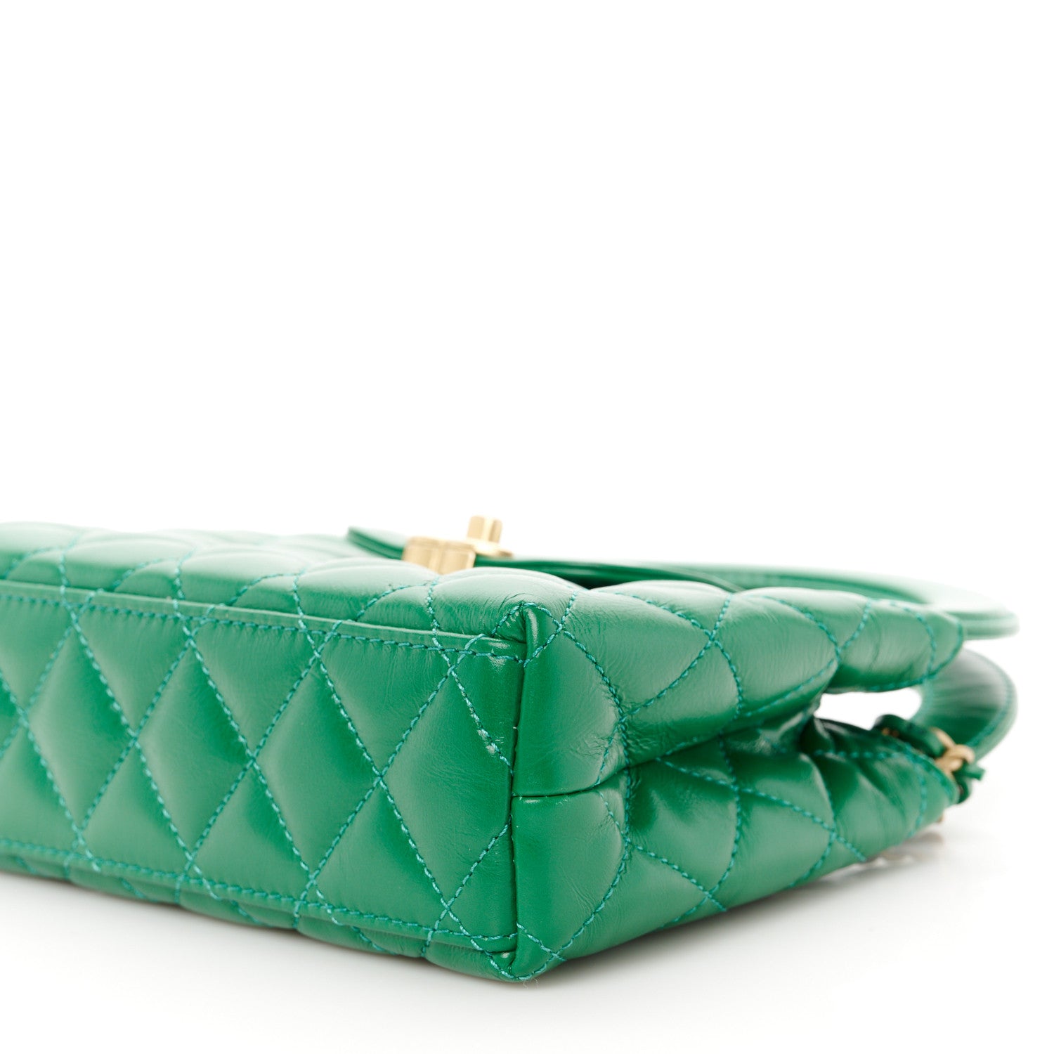 Chanel Shiny Aged Calfskin Quilted Nano Kelly Shopper Green 10 of 11