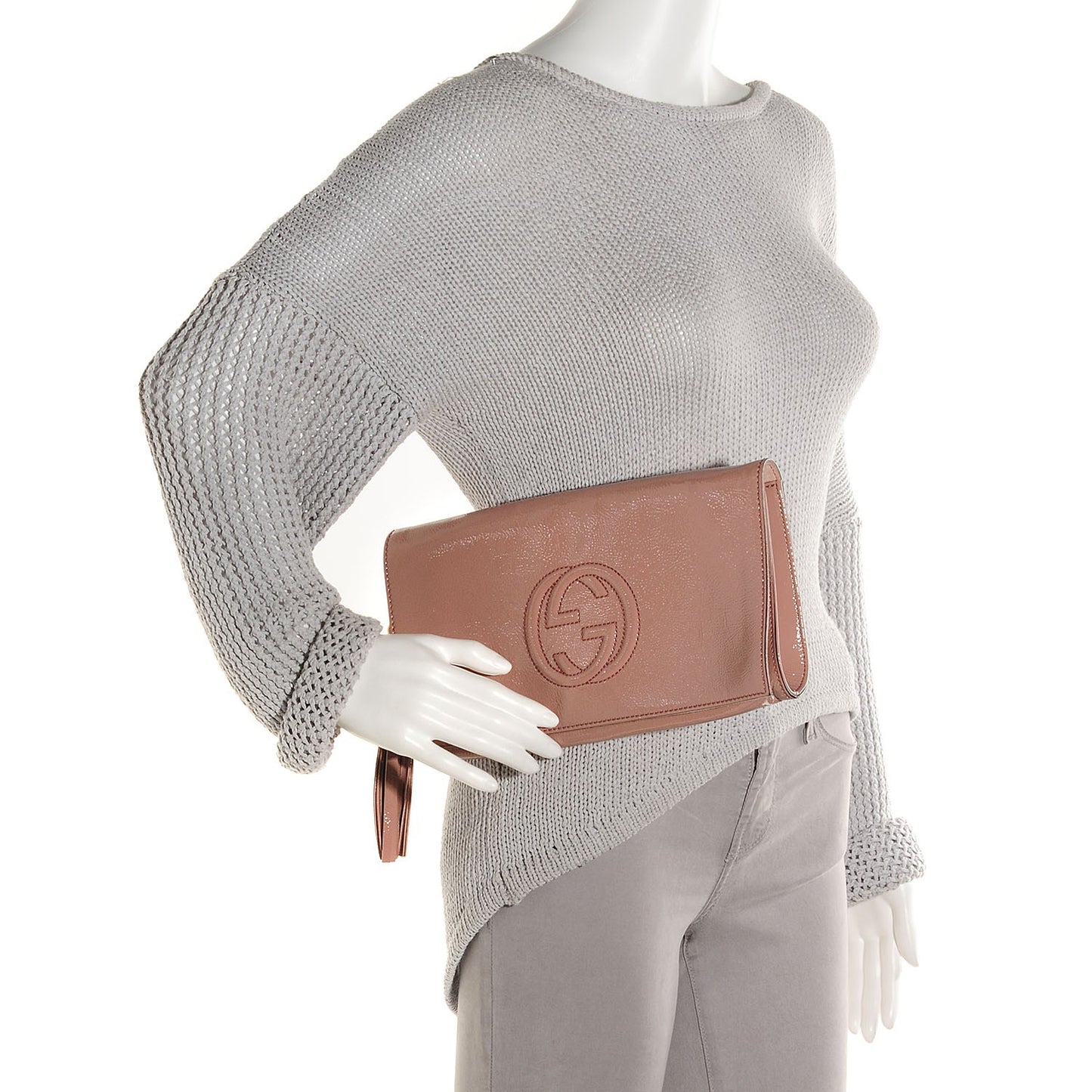 Soft Patent Medium Soho Clutch Dark Cipria