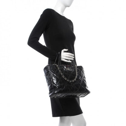 Chanel Glazed Calfskin Quilted Tweed Portobello Tote Black Red 2 of 8