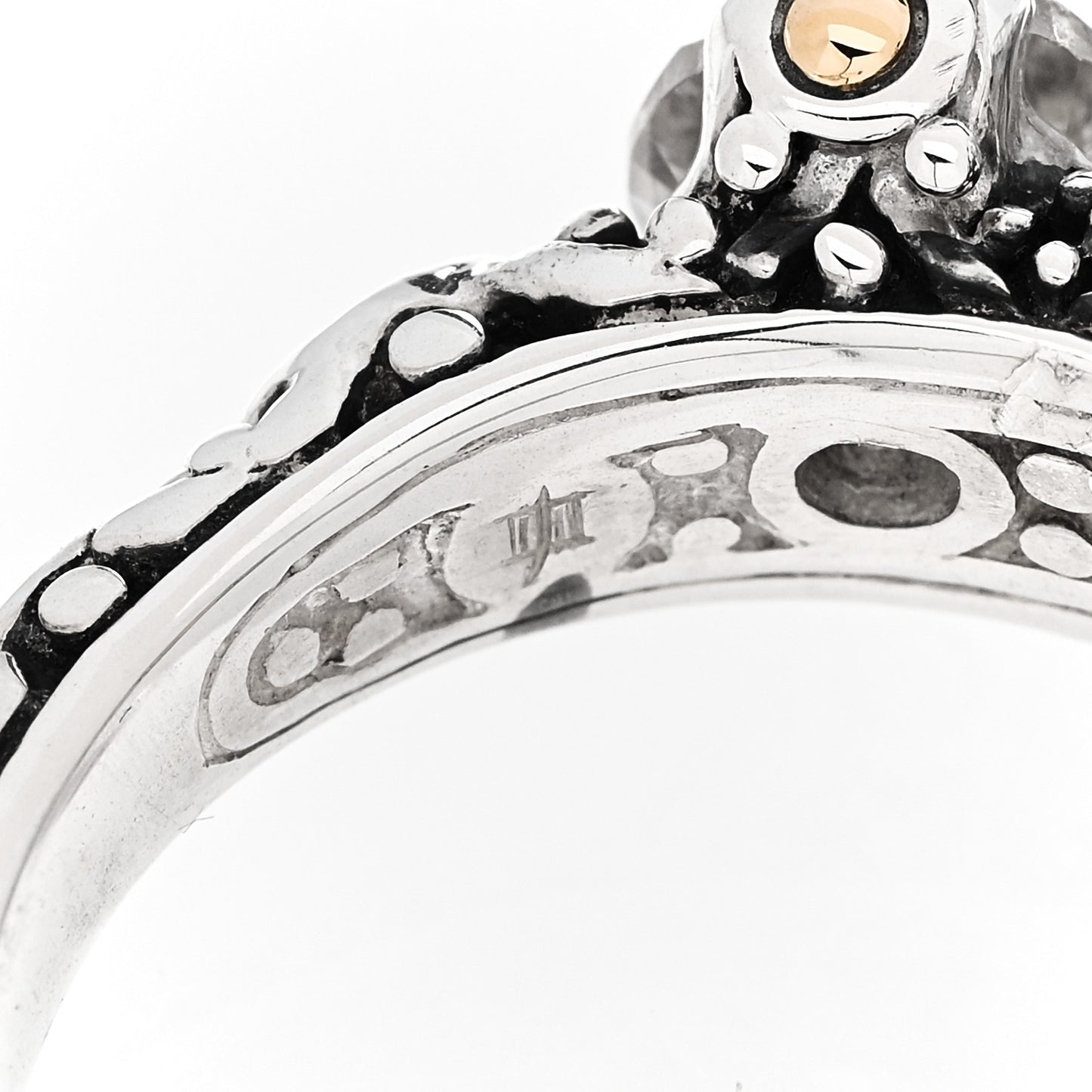 Sterling Silver 18K Yellow Gold White Topaz Batu Sari Ring 54 7