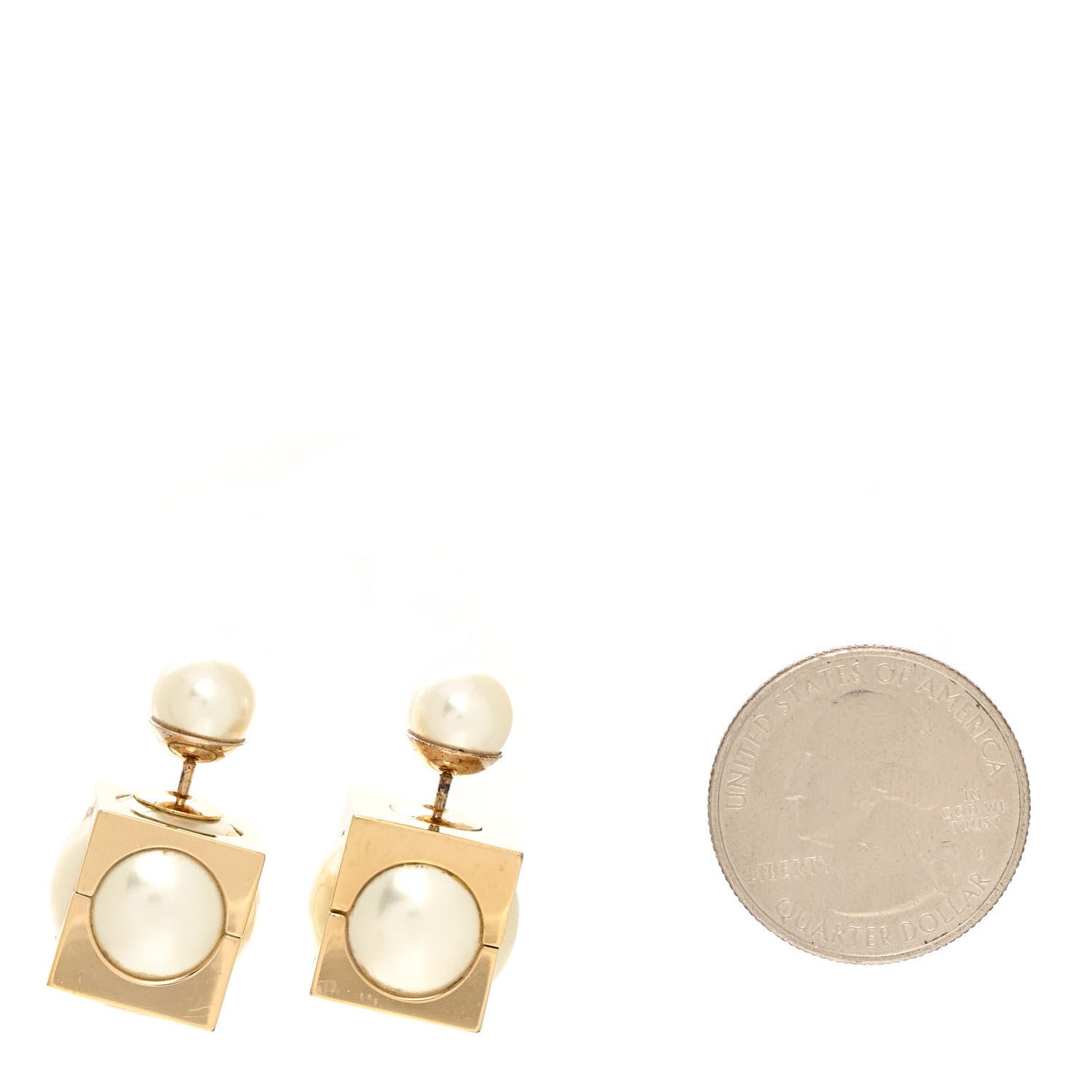 Christian Dior Tribal Cube Earrings Gold 2 of 9