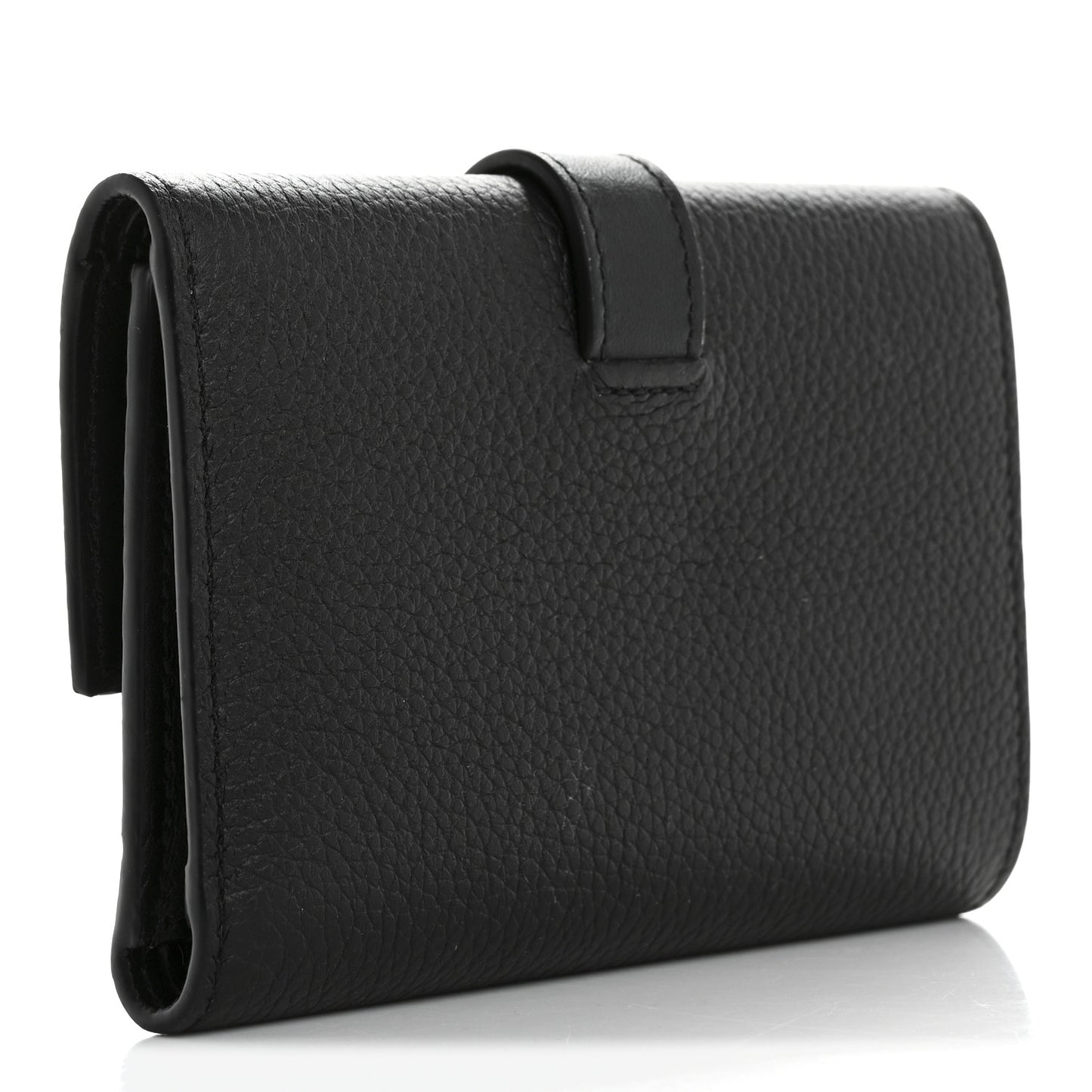 Grained Calfskin Small Vertical Wallet Black