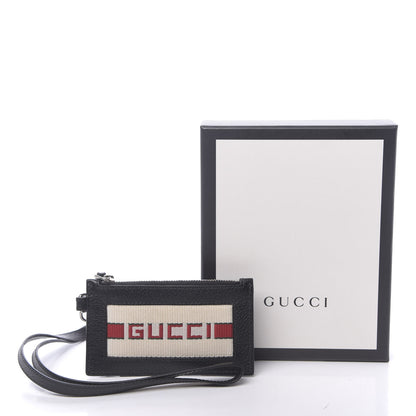 Gucci Calfskin Logo Lanyard Card Case Black 7 of 7