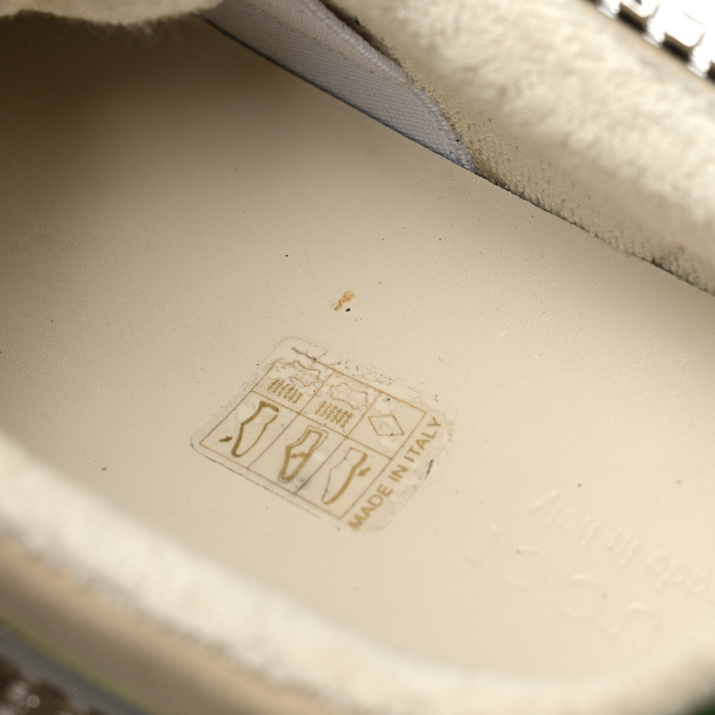 Nubuck Calfskin Web Removable Crystals Screener Sneakers 40 Dusty Milk New Mystic White