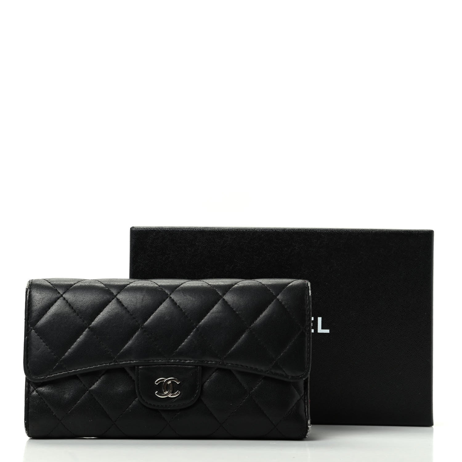 Chanel Lambskin Quilted Large Flap Wallet Black 7 of 7