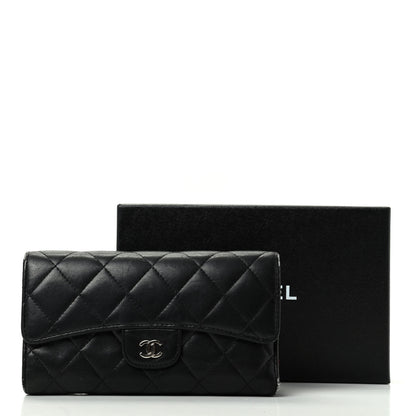 Chanel Lambskin Quilted Large Flap Wallet Black 7 of 7