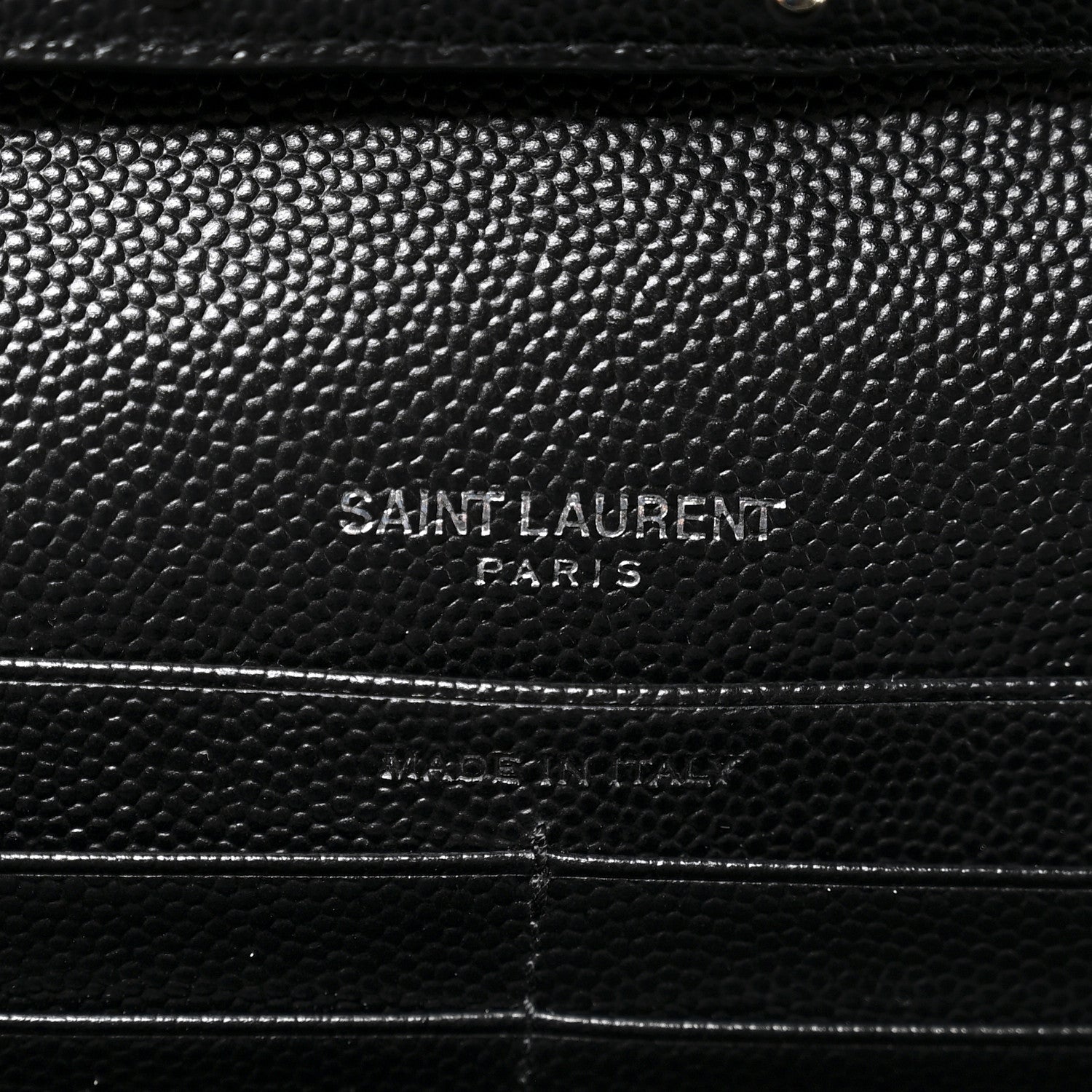 Saint Laurent Grain De Poudre Matelasse Chevron Monogram Chain Wallet Black 6 of 9