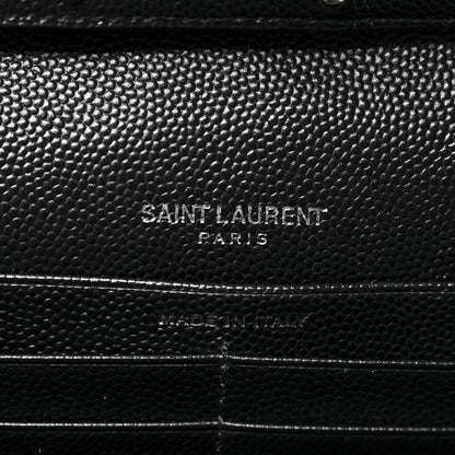 Saint Laurent Grain De Poudre Matelasse Chevron Monogram Chain Wallet Black 6 of 9