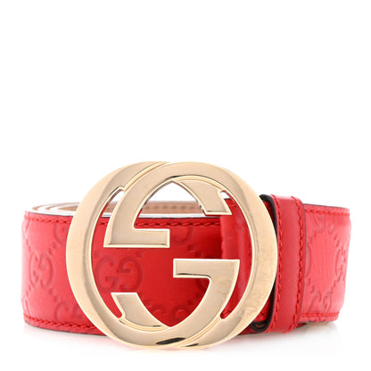 Gucci Guccissima Signature Interlocking G 40mm Belt 90 36 Hibiscus Red 1 of 7