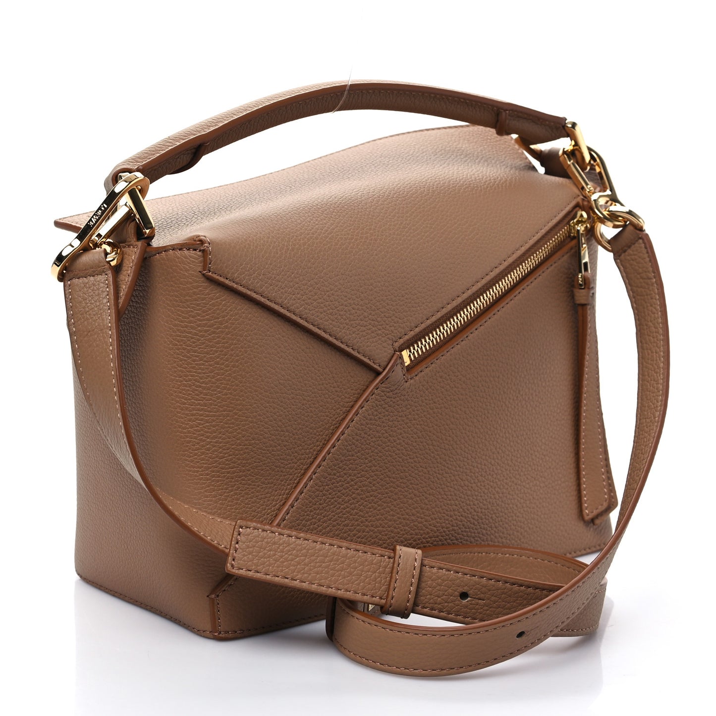 Grained Calfskin Small Puzzle Edge Bag Toffee