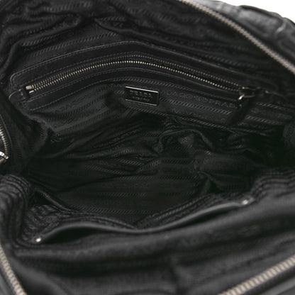 Prada Tessuto Nylon Nappa Braided Gaufre Shopping Satchel Black 5 of 10