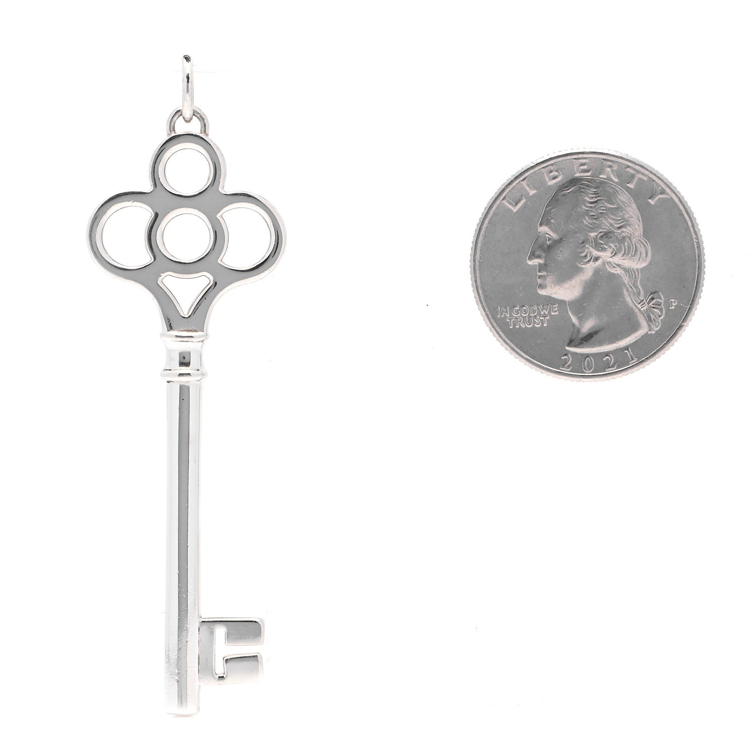 Tiffany Sterling Silver Large Crown Key Pendant 2 of 4