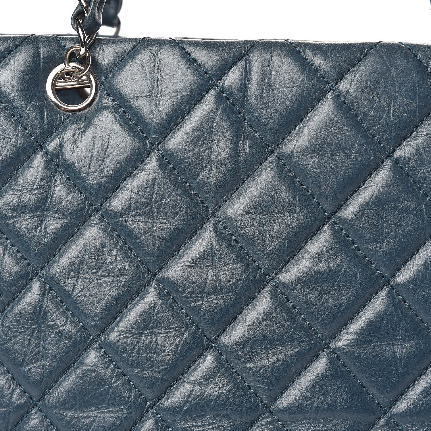 Chanel Aged Calfskin Quilted Large Cotton Club Tote Blue 10 of 20