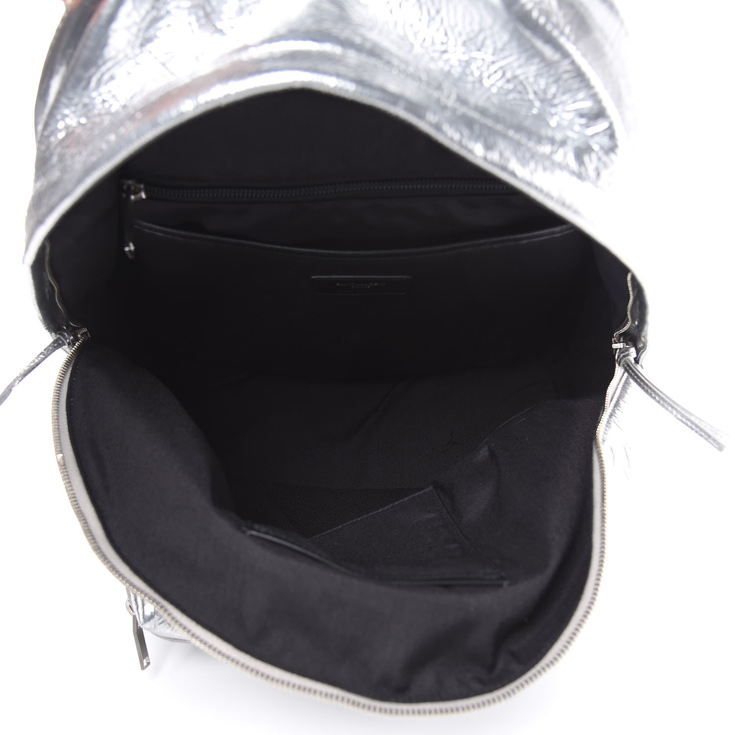 Saint Laurent Textured Patent City Backpack Argent 5 of 9