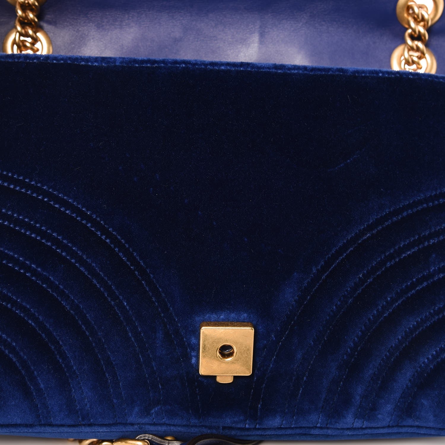 Gucci Velvet Matelasse Medium GG Marmont Shoulder Bag Cobalt Blue 10 of 11