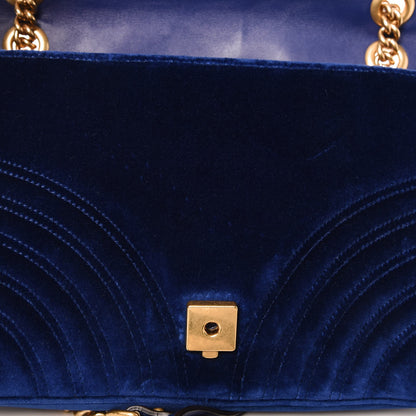 Gucci Velvet Matelasse Medium GG Marmont Shoulder Bag Cobalt Blue 10 of 11