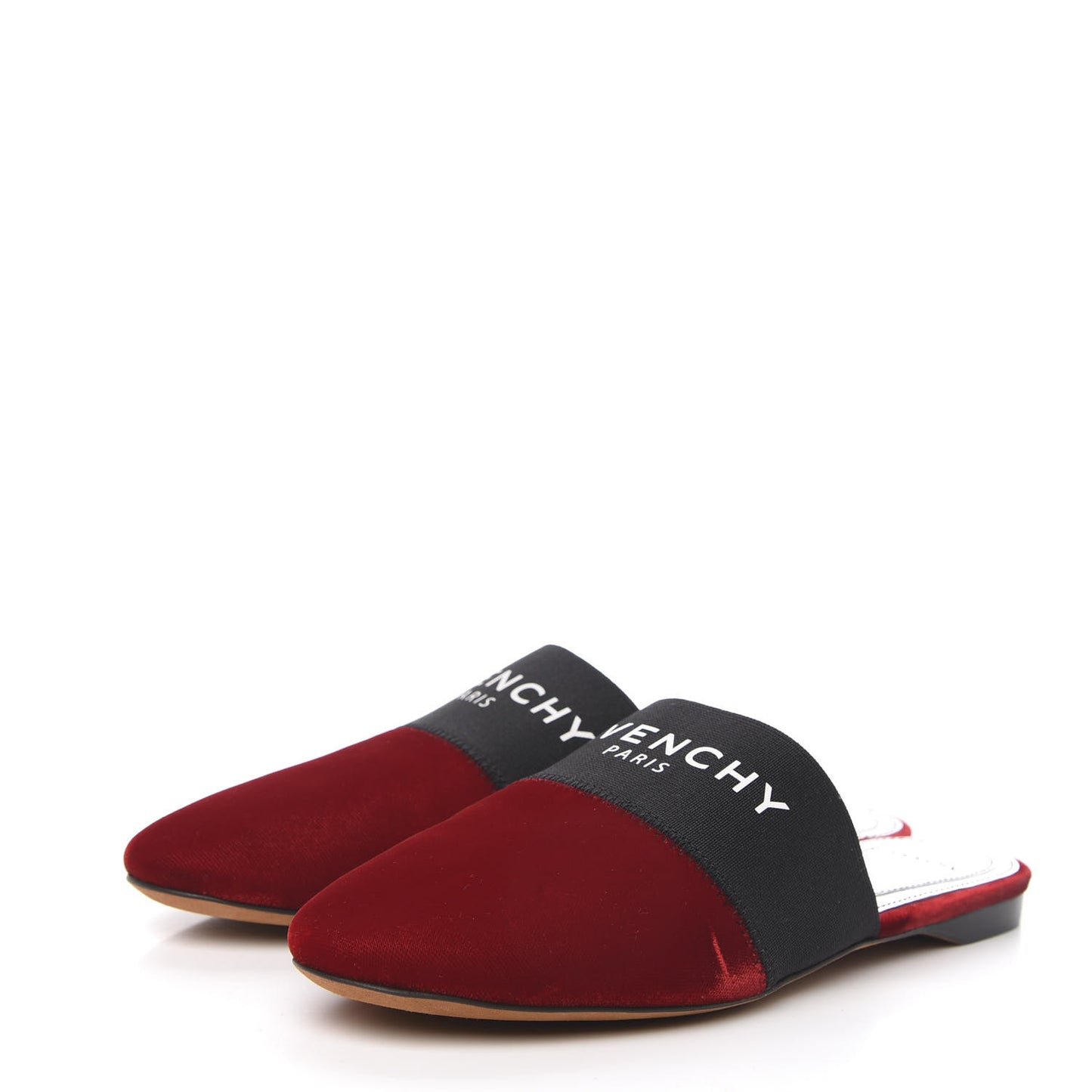 Calfskin Velvet Bedford Logo Mule Slides 35.5 Red Navy