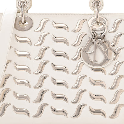 Christian Dior Calfskin Metal Embellished Medium Lady Dior White 8 of 11