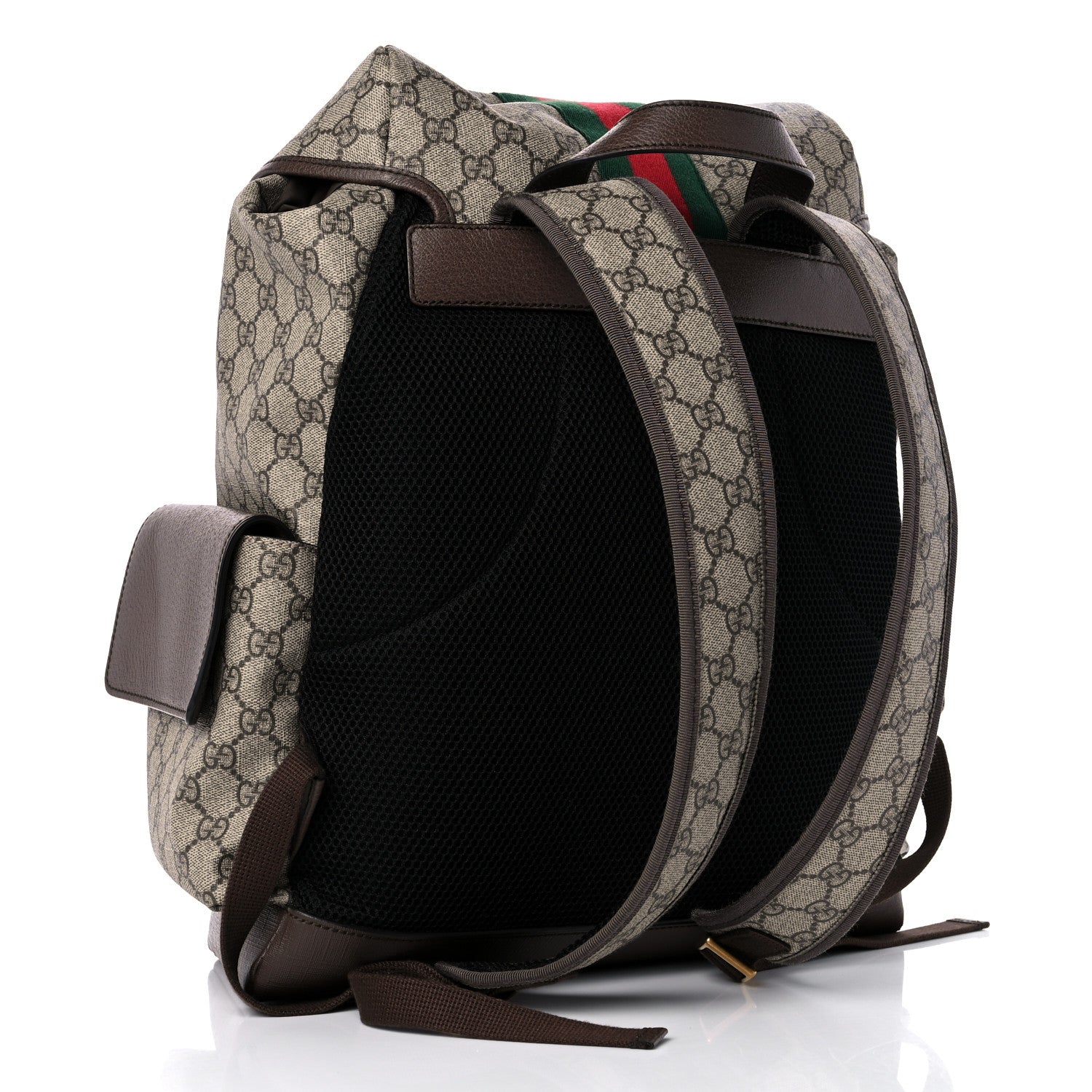 Gucci GG Supreme Monogram Medium Ophidia Double Buckle Backpack Brown 3 of 11