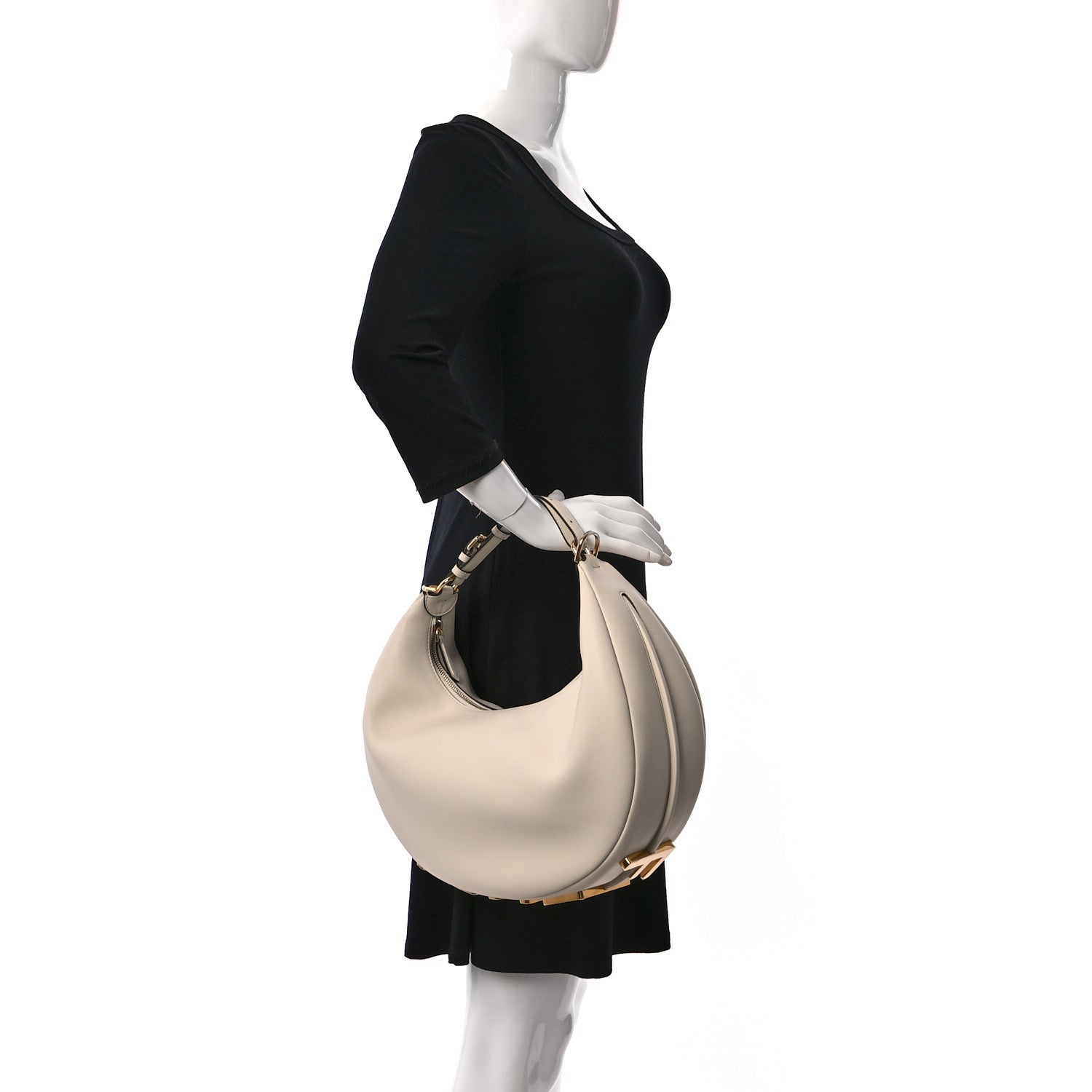 Fendi Vitello Grace Matte Medium Fendigraphy Hobo Bag White Ice 2 of 8