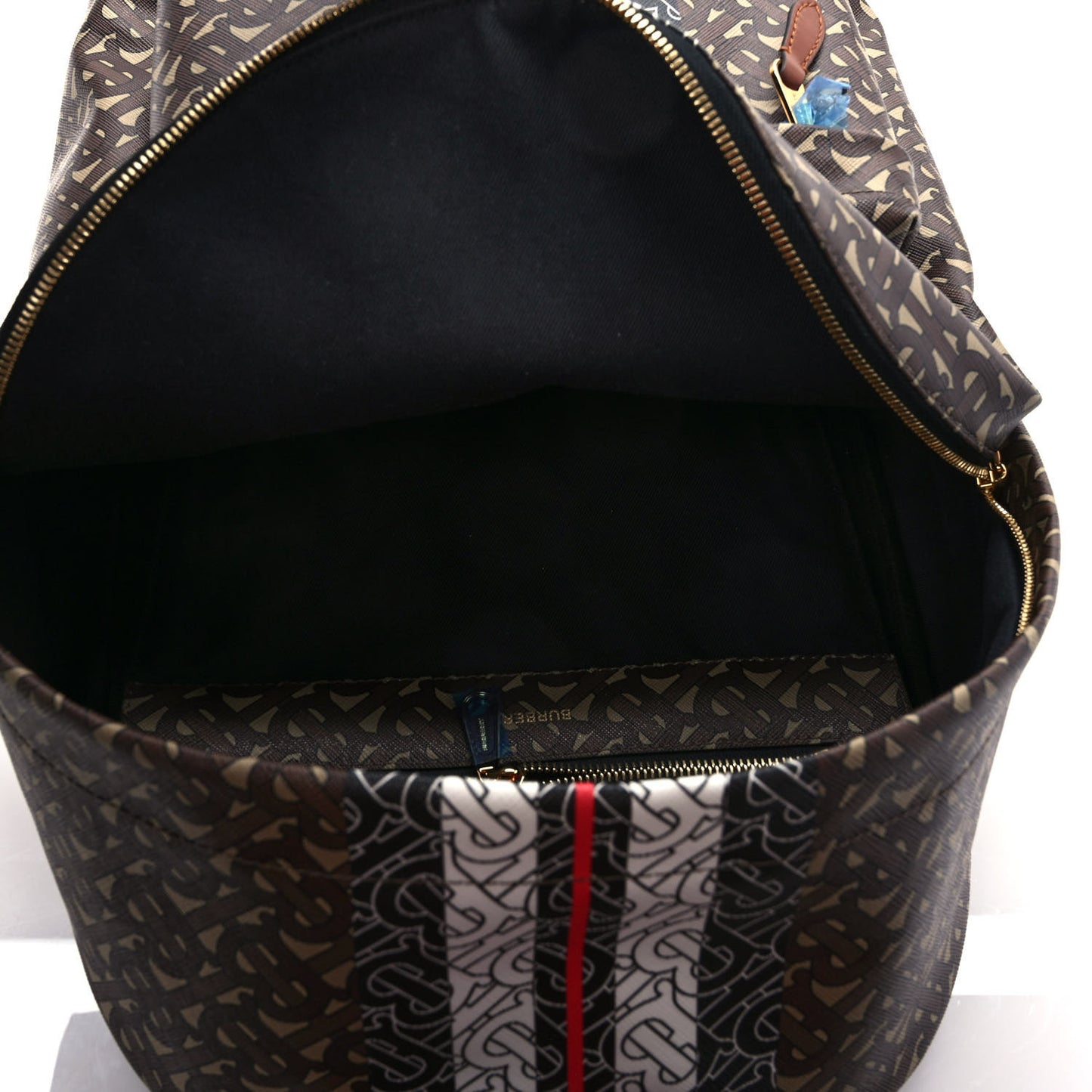 E-Canvas Monogram Stripe Backpack Bridle Brown