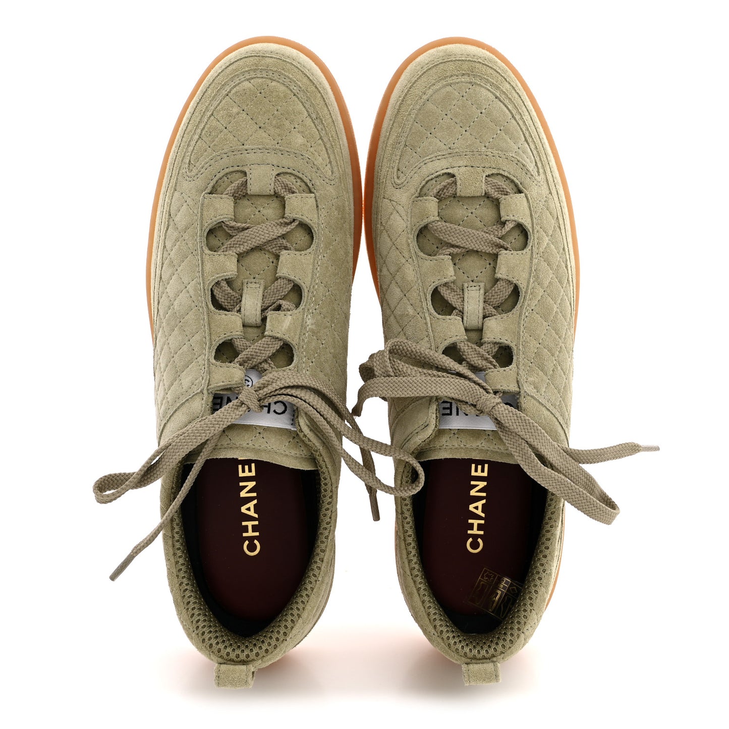 Suede Calfskin Low Top Sneakers 41 Khaki
