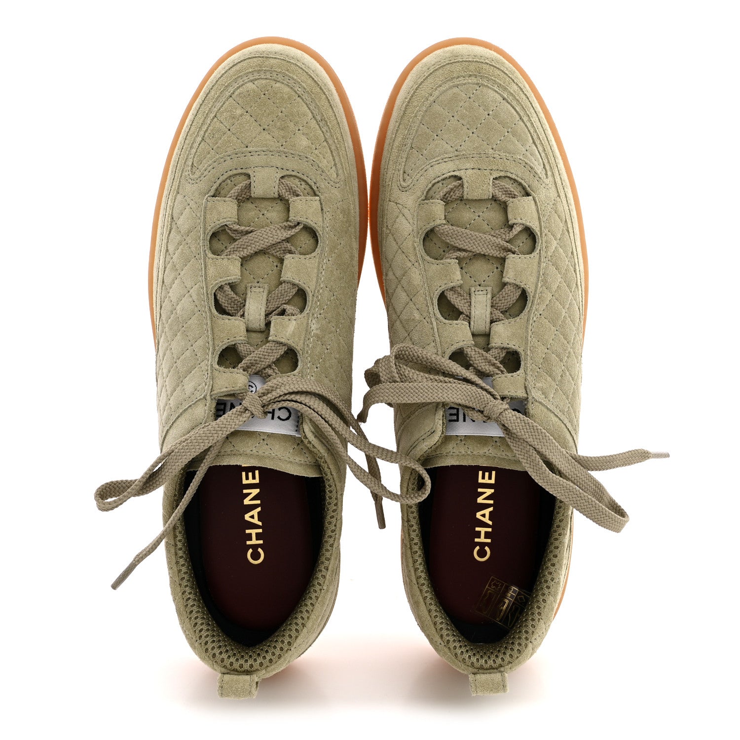 Chanel Suede Calfskin Low Top Sneakers 41 Khaki 2 of 9