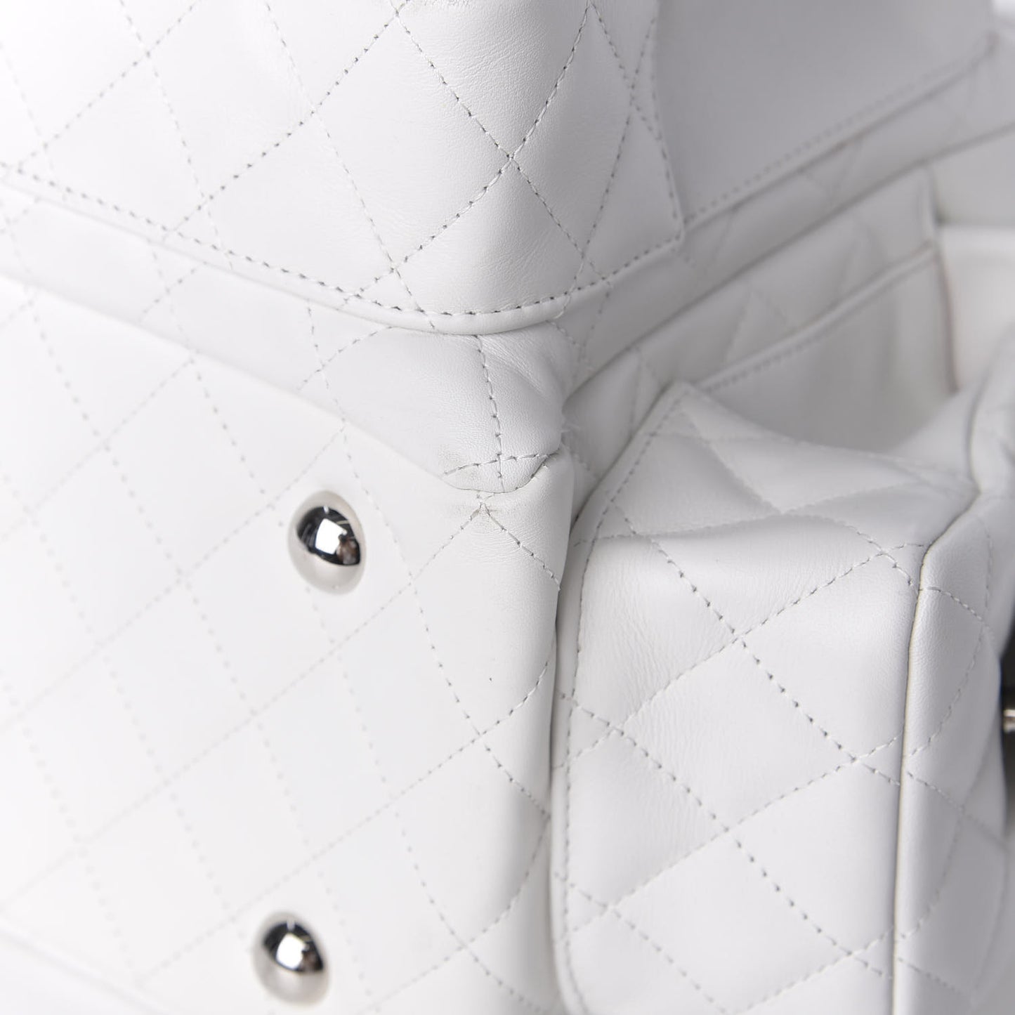 Calfskin Quilted Large Cambon Multipocket Reporter White