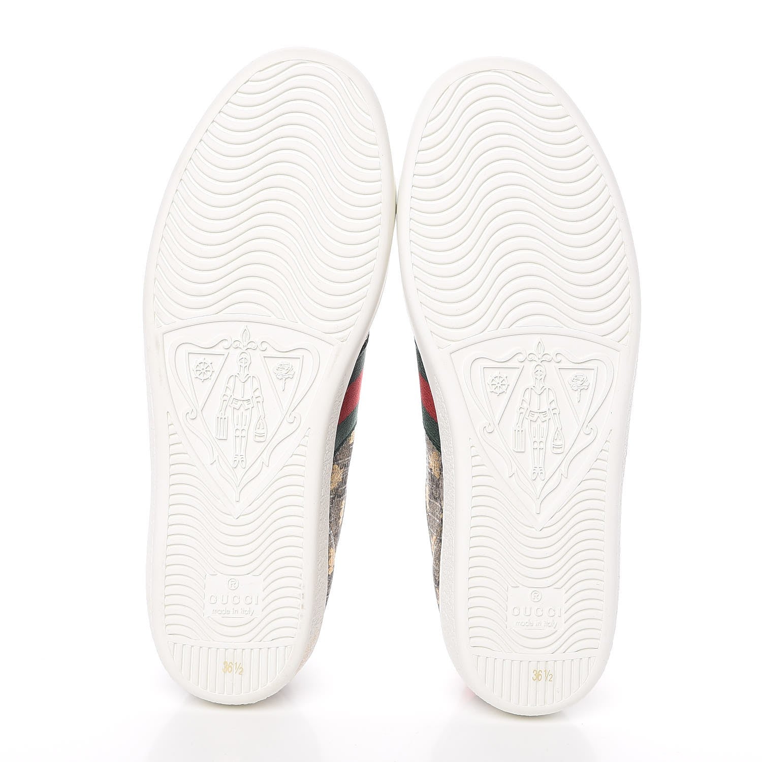 Gucci GG Supreme Monogram Bees Ayers Web Womens Ace Sneakers 36.5 Beige Oro Green Red 5 of 9