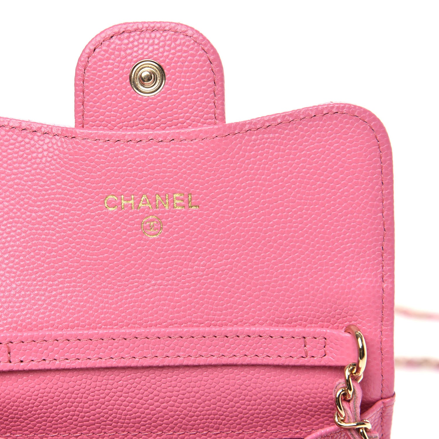 Chanel Caviar Quilted Flap Card Holder On Chain Pink 6 of 10