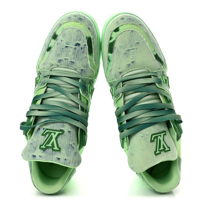 Louis Vuitton Monogram Denim Mens LV Trainer Sneakers 10 Green 2 of 9
