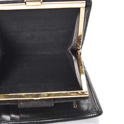 Chanel Lambskin Diamond Stitched Compact French Wallet Black 6 of 10