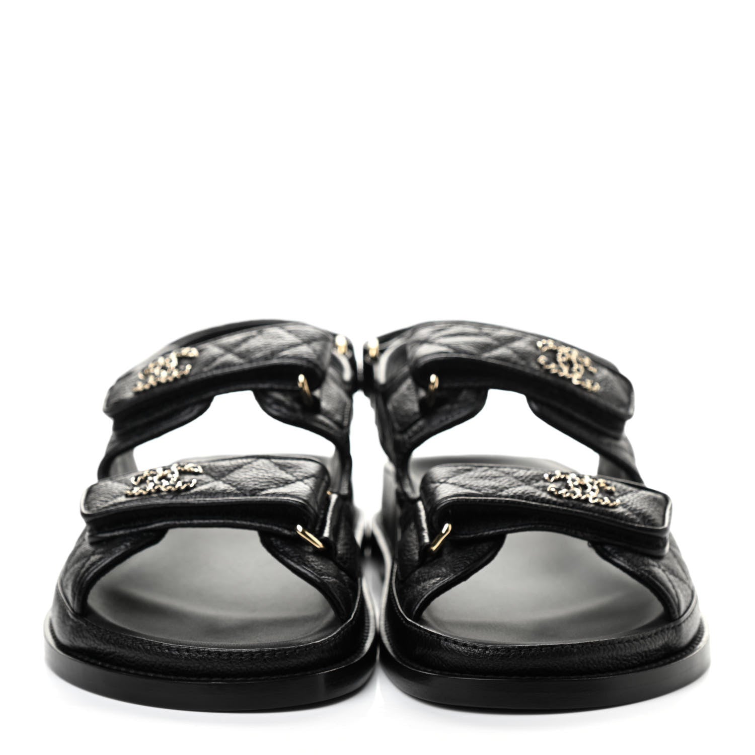 Chanel Grained Calfskin Velcro Dad Sandals 37 Black 2 of 8