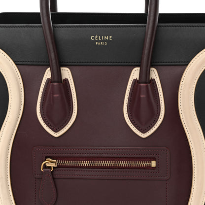 Celine Smooth Calfskin Micro Tri-Color Luggage Burgundy 10 of 23