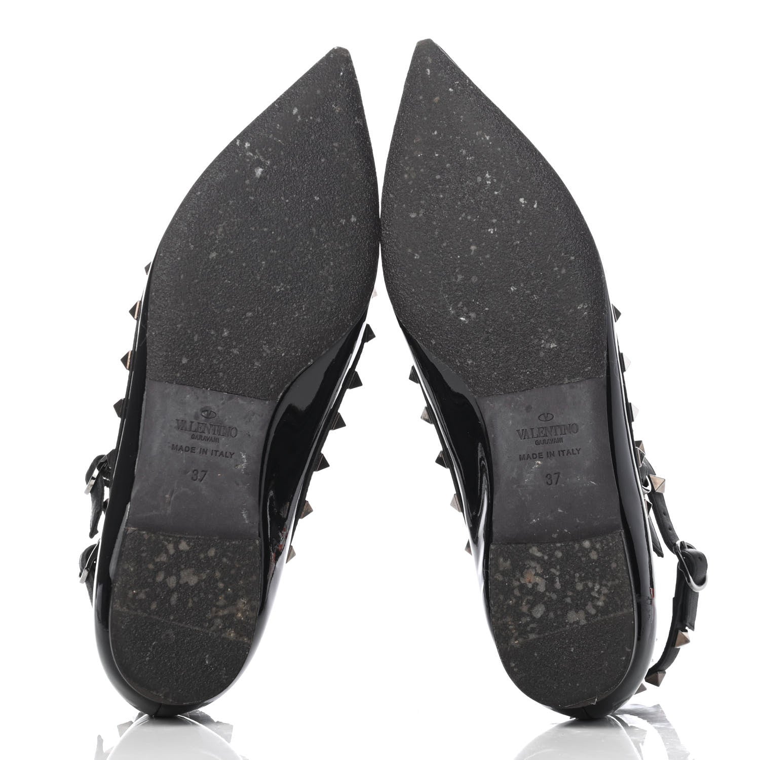 Valentino Garavani Patent Rockstud Cage Ballerina Flats 37 Black 10 of 18