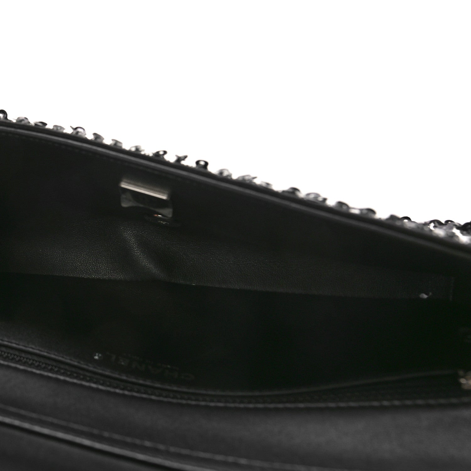 Chanel Sequin Quilted Pearl CC Flap Clutch Black 5 of 10