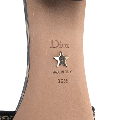 Christian Dior Cotton Embroidered Leopard Dway 40mm Slide Sandals 39.5 Black Beige 8 of 9