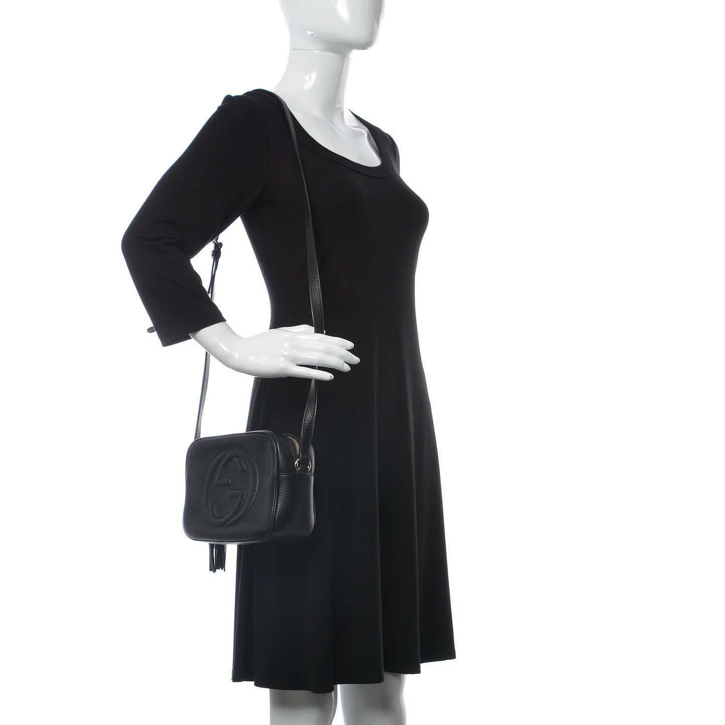 Pebbled Calfskin Small Soho Disco Bag Black