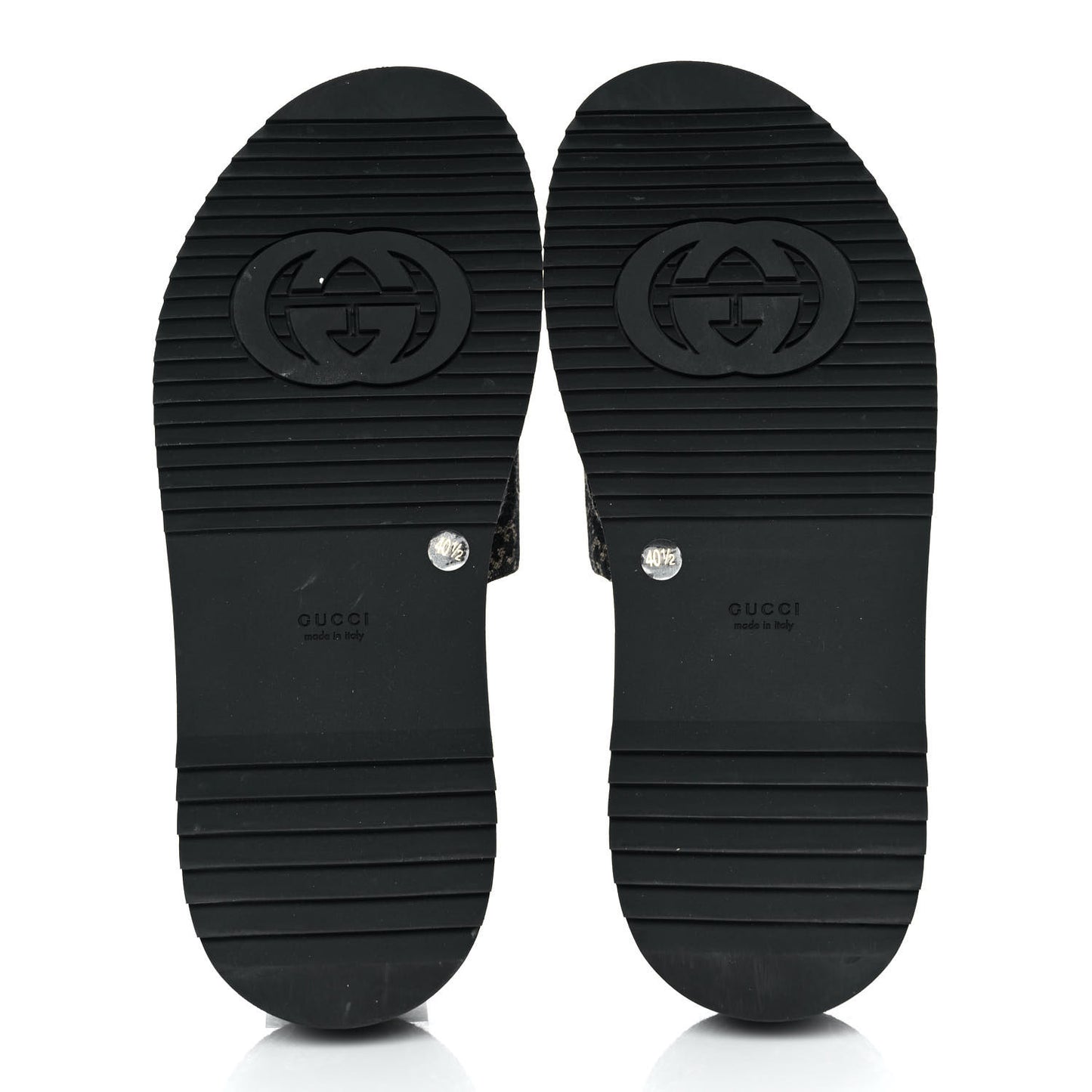 Jacquard Black Denim GG Monogram Angelina Platform 55mm Slide Sandals 40.5 Black Ivory
