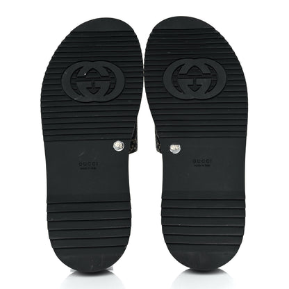 Gucci Jacquard Black Denim GG Monogram Angelina Platform 55mm Slide Sandals 40.5 Black Ivory 5 of 9