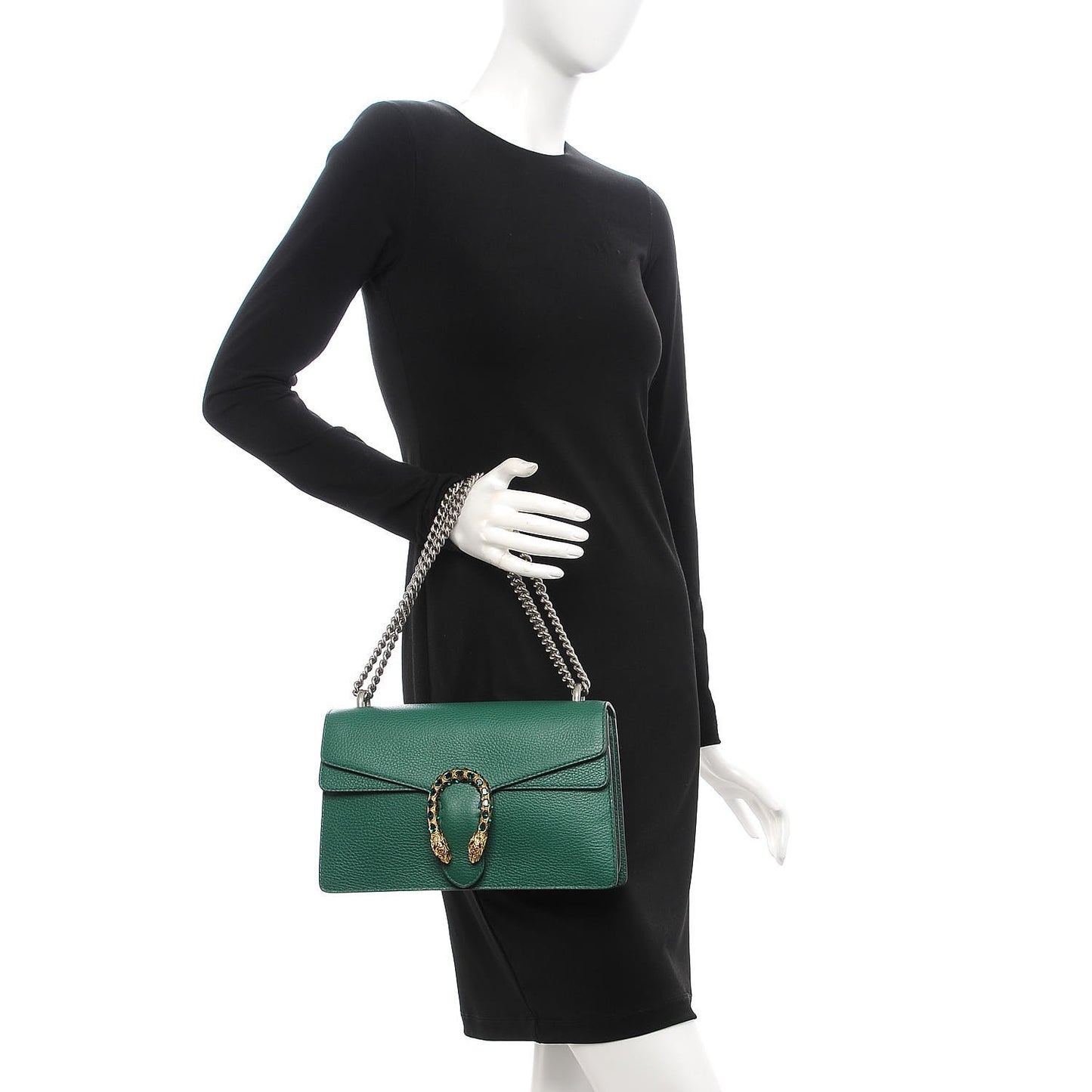 Pebbled Calfskin Small Dionysus Shoulder Bag Emerald