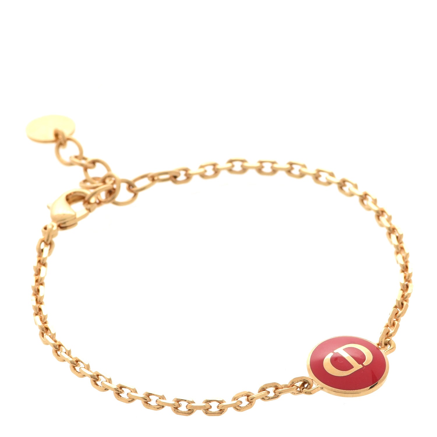 Christian Dior Metal CD Chain Bracelet Red Gold 1 of 4
