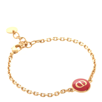 Christian Dior Metal CD Chain Bracelet Red Gold 1 of 4