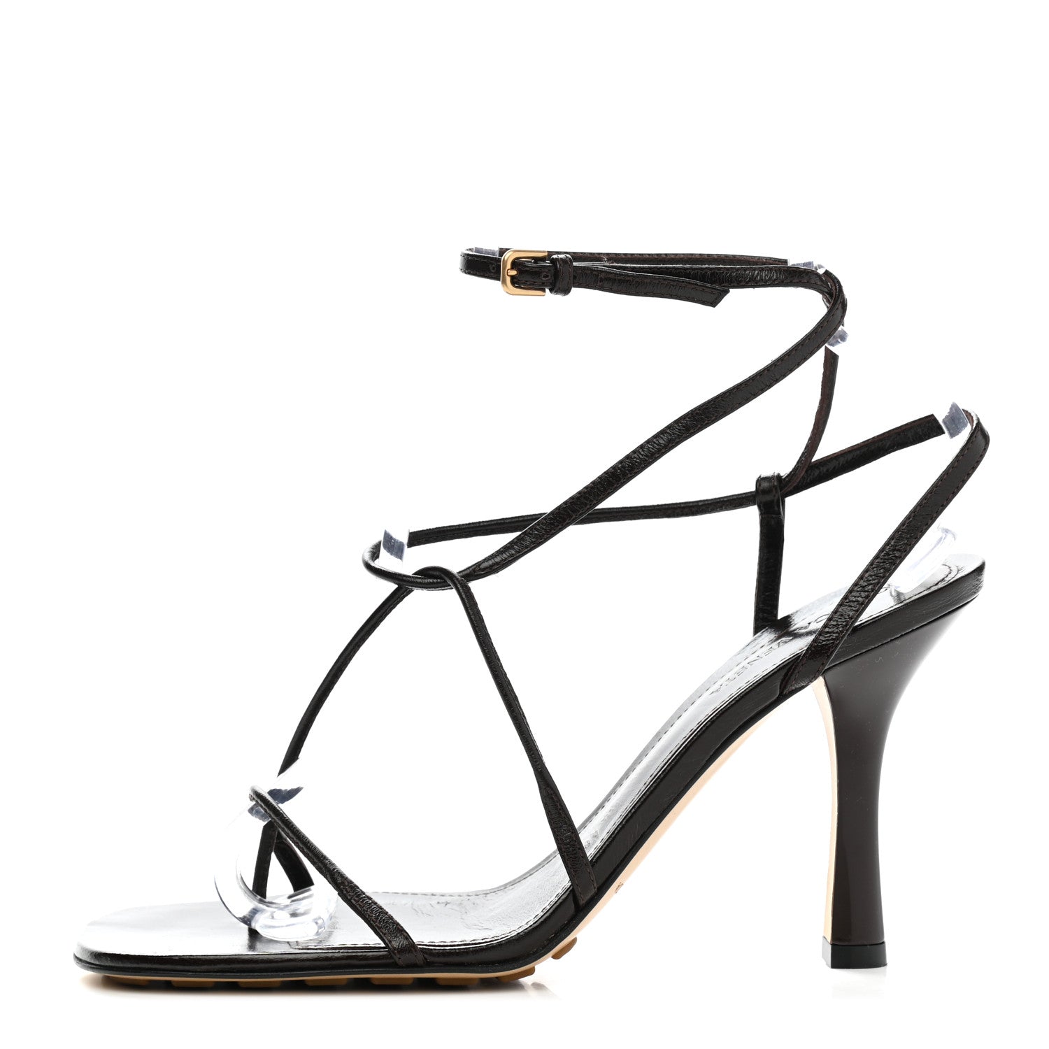 Bottega Veneta Shiny Light Lambskin The Line 90mm Sandals 39 Chocolate Spread 1 of 7