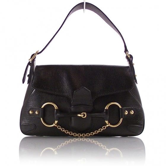 Gucci Leather Horsebit Flap Bag Black 1 of 11