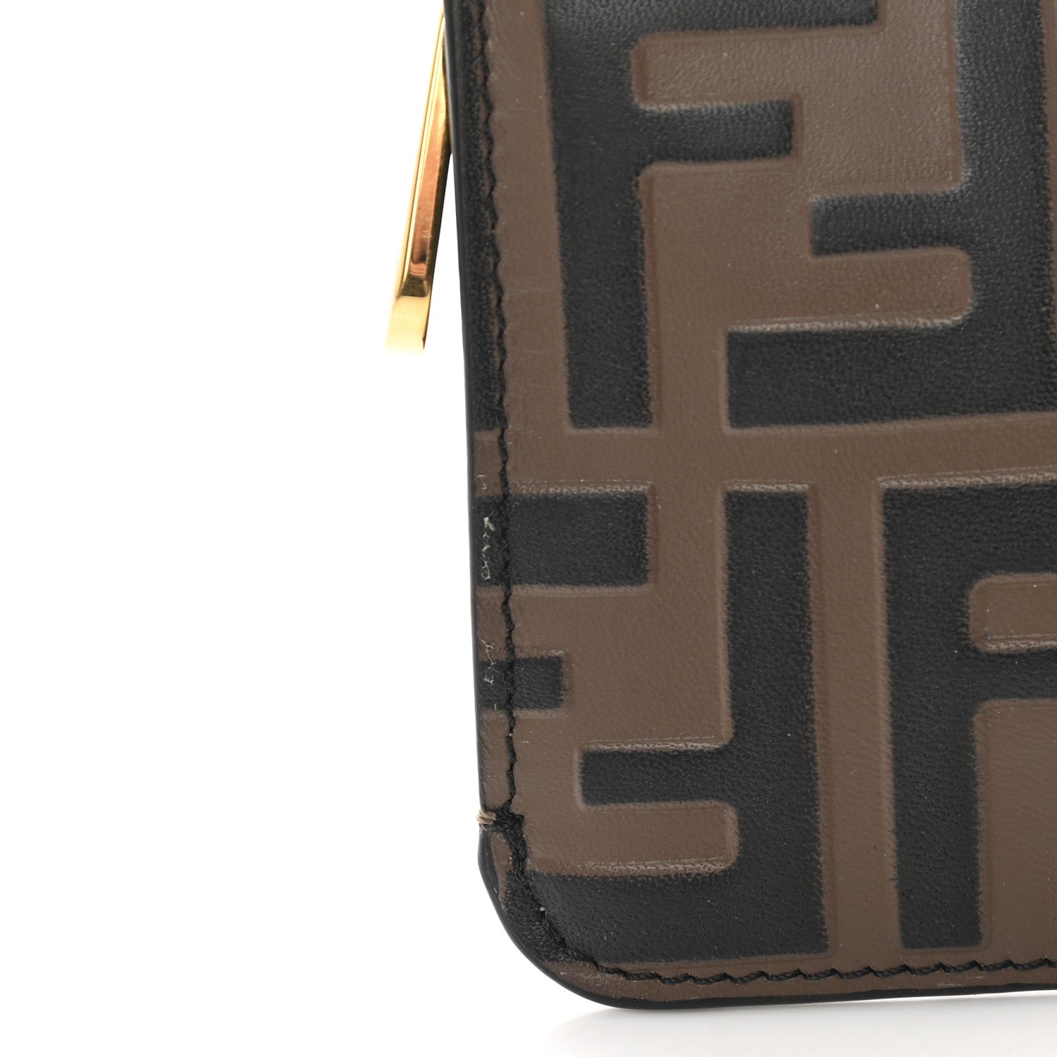 Fendi Vitello Soft F is Fendi Bi-Color FF 1974 Embossed Key Case Pouch Maya Black 9 of 9