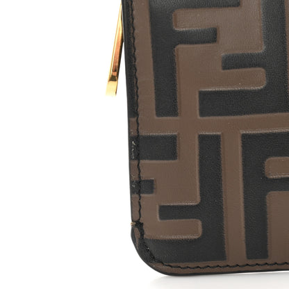 Fendi Vitello Soft F is Fendi Bi-Color FF 1974 Embossed Key Case Pouch Maya Black 9 of 9