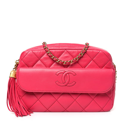 Chanel Lambskin Quilted Chain & Tassel Small Camera Case Fuchsia 1 of 10