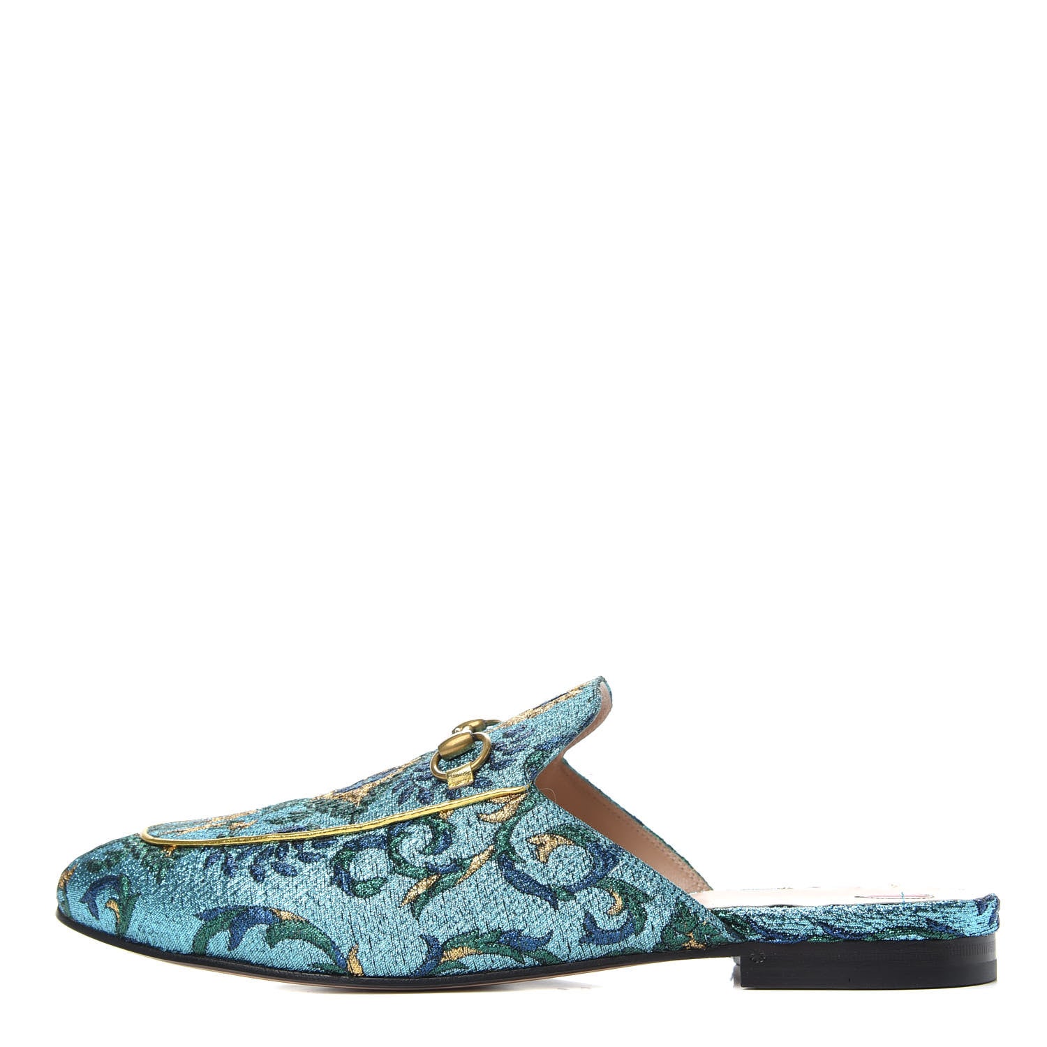 Gucci Iridescent Brocade Womens Princetown Slippers 40.5 Azure Multicolor Oro 1 of 9