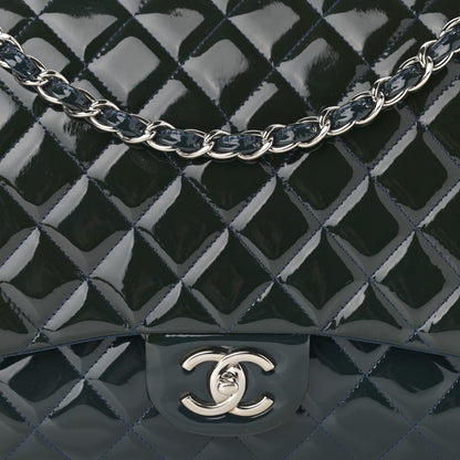 Chanel Patent Quilted Maxi Double Flap Blue 7 of 14